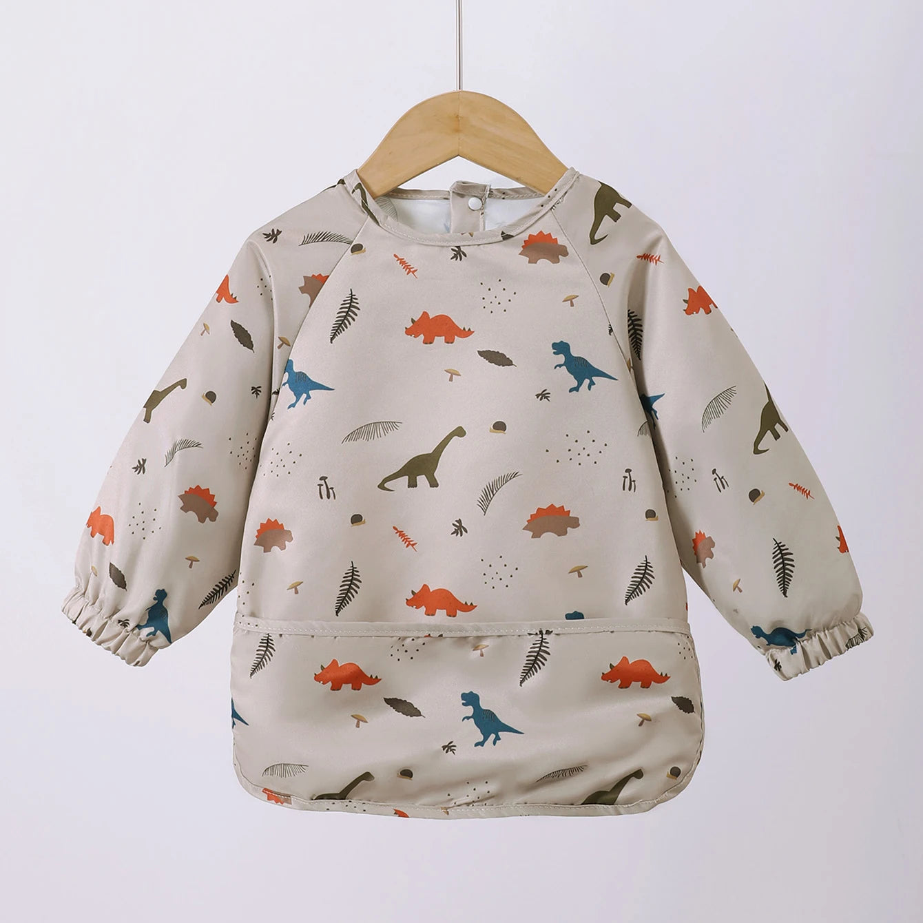 Danish children's long sleeved reverse dressing baby eating clothes bib super soft waterproof baby eating bag anti dirty feeding