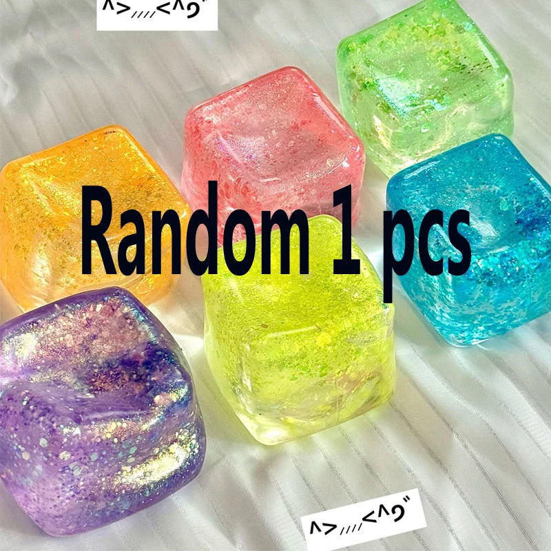 Squishy Shining Brightly Cube Maltose Squeeze Toy Stress Relief Squishy Slow Rise Squishy Sensory Colored Stress Ball Party Gift