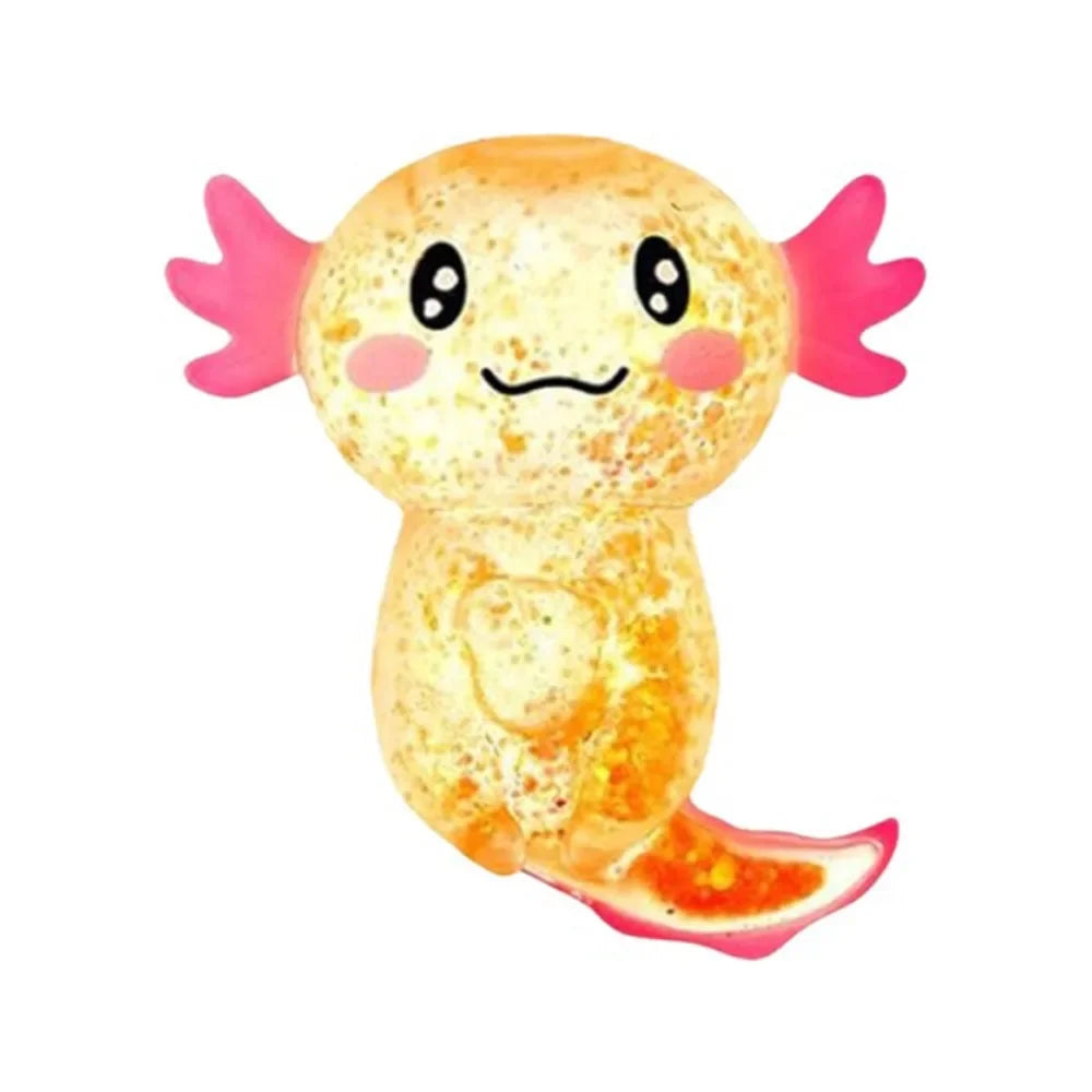 Glitter Squishy Stress Glitter Soothing Texture Sugar Filled Axolotl Squishy Cute Shape Squishy Fidget Stress Ball