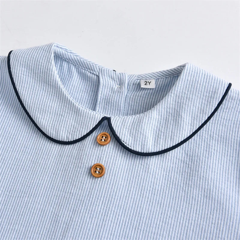Clibeso Baby Spanish Clothes Set Boys Summer Outfits Children Boutique Clothing Shirts Navy Bloomers Peter Pan Collar