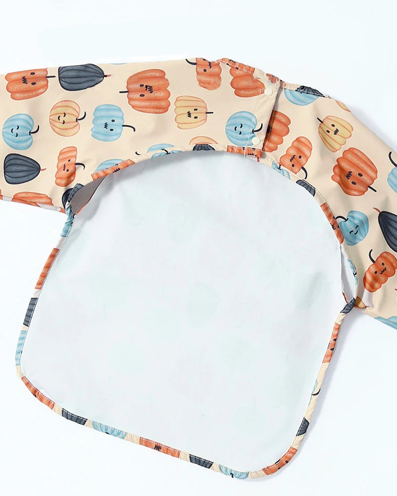 Danish children's long sleeved reverse dressing baby eating clothes bib super soft waterproof baby eating bag anti dirty feeding